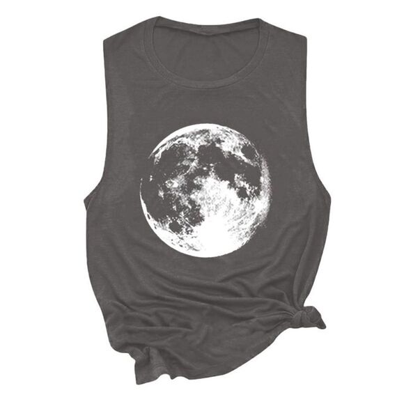 MISS LOOK Gray Muscle Tee Muscle Tank Full Moon size small - Picture 1 of 5